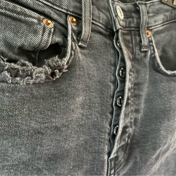 Re/Done Black Frayed Hem Denim, Sz 27 - Picture 10 of 10